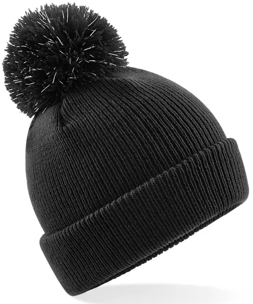 Beechfield Junior Reflective Bobble Beanie Black