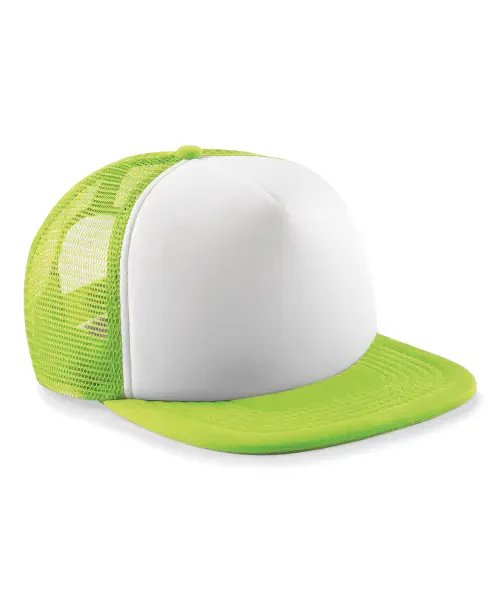 Beechfield Junior Vintage Snapback Trucker Lime Green/white